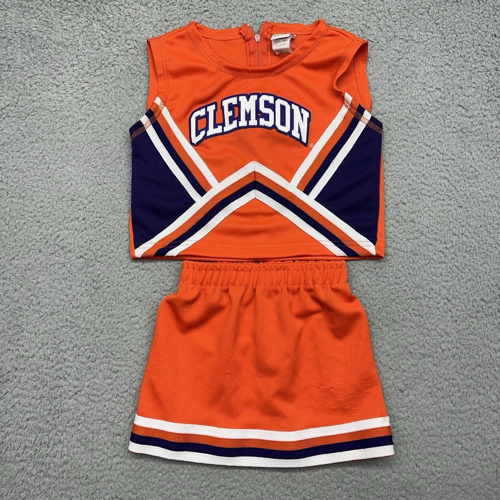 Little King Clemson University Girls Size 4 Orange White Cheer Top & Bottom Set